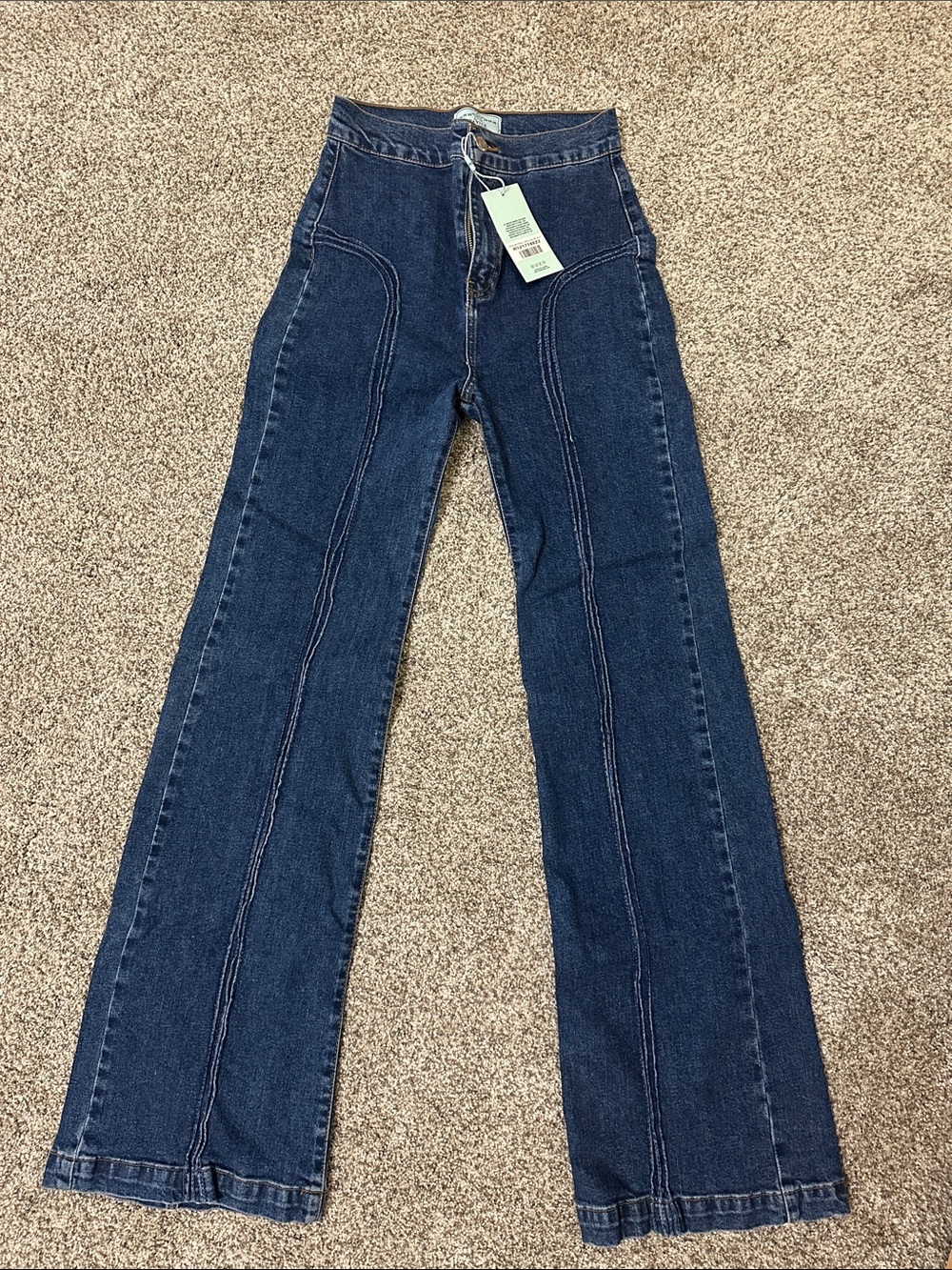 REVICE Dark Blue High Rise roller girl flare Jeans